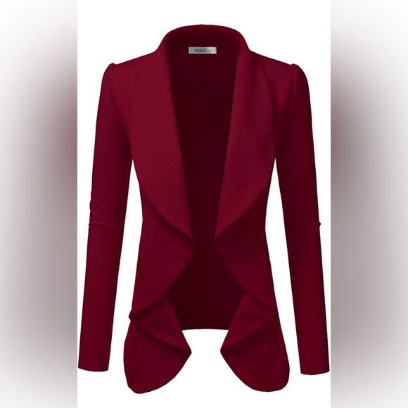 DOUBLJU Classic Draped Open Front Blazer Jackets for Womens with Plus Size - Picture 1 of 5